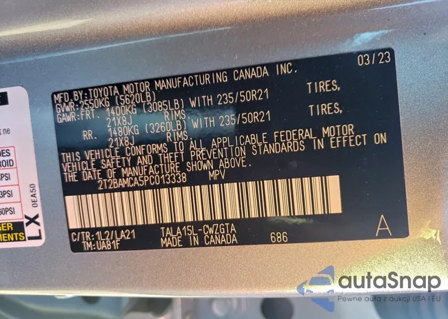 2T2BAMCA5PC013338: 72240825