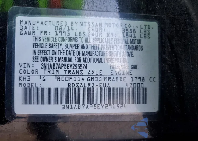 3N1AB7AP5EY296524: 98645485