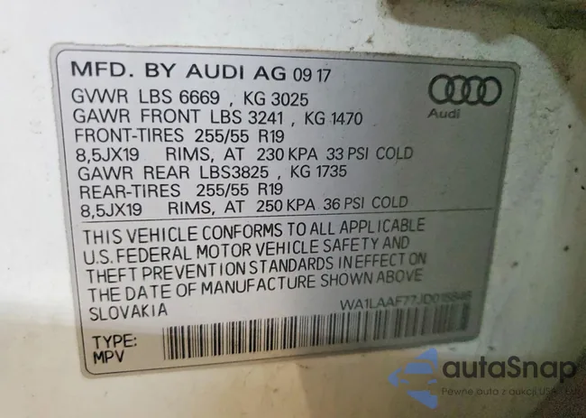 WA1LAAF77JD015846: 73380245