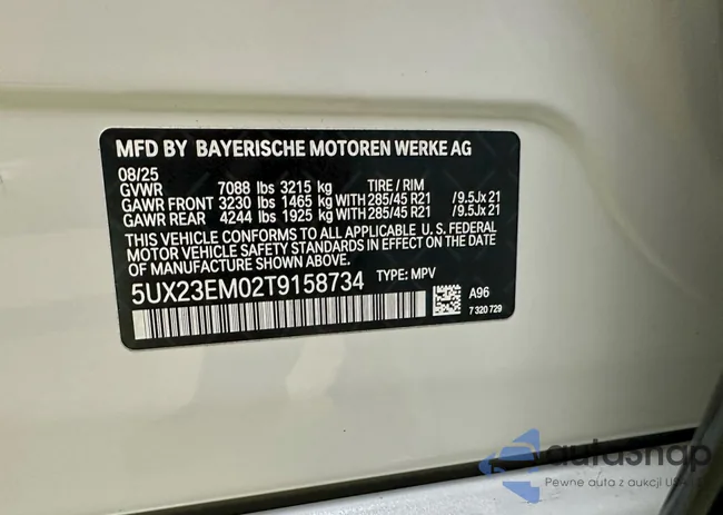 5UX23EM02T9158734: 73950105