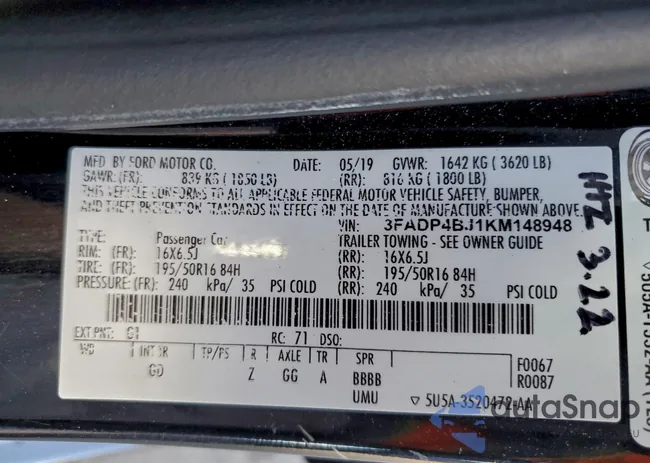 3FADP4BJ1KM148948: 99365685