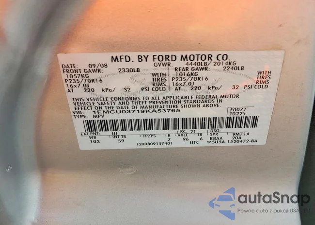 1FMCU03719KA53765: 97635245