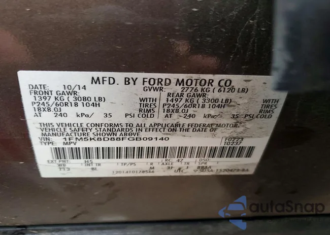 1FM5K8D88FGB09140: 99472095