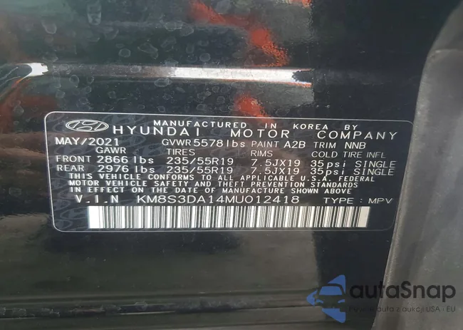 KM8S3DA14MU012418: 99876245