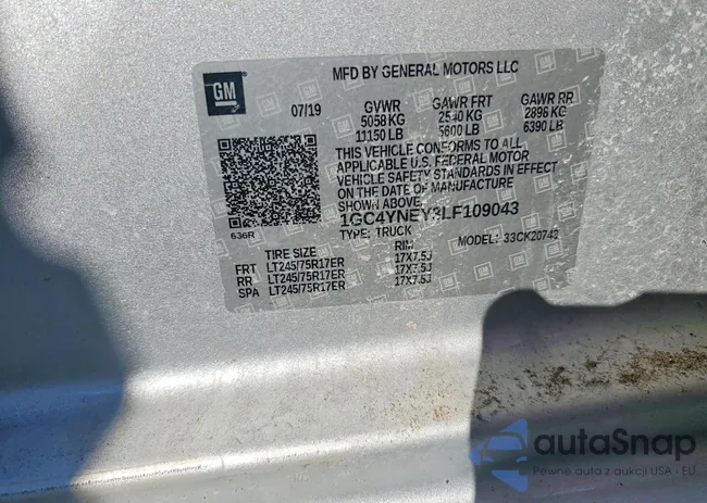 1GC4YNEY3LF109043: 99210655