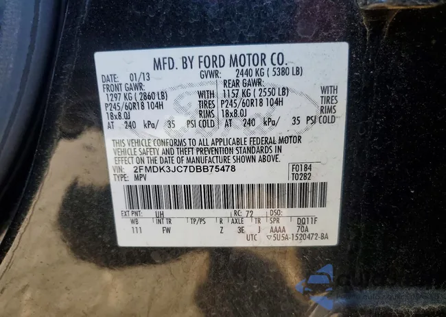 2FMDK3JC7DBB75478: 75104895