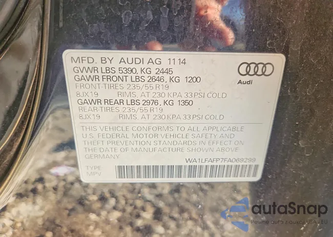 WA1LFAFP7FA069299: 72603575