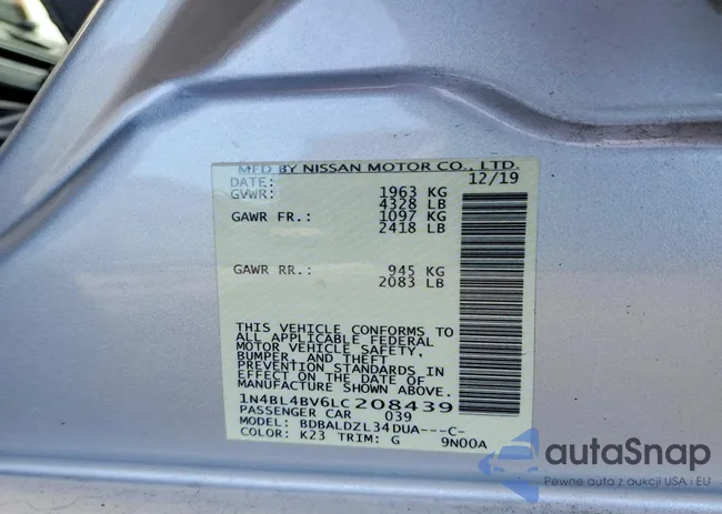 1N4BL4BV6LC208439: 74603055