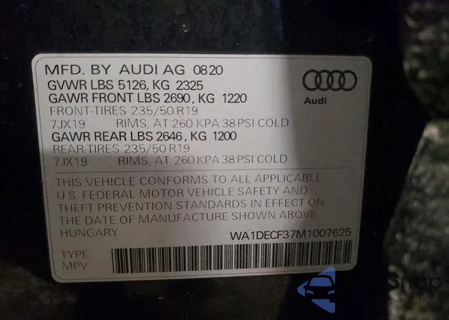 WA1DECF37M1007625: 74035735