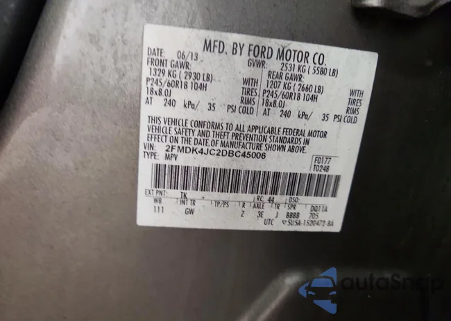 2FMDK4JC2DBC45006: 72621905