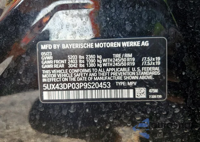 5UX43DP03P9S20453: 98121915