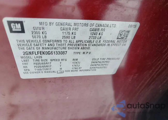 2GNFLFEK0G6133087: 98982815