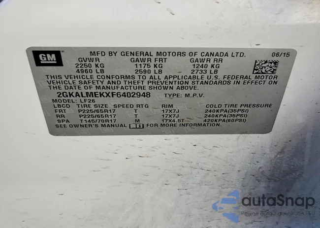 2GKALMEKXF6402948: 74900105