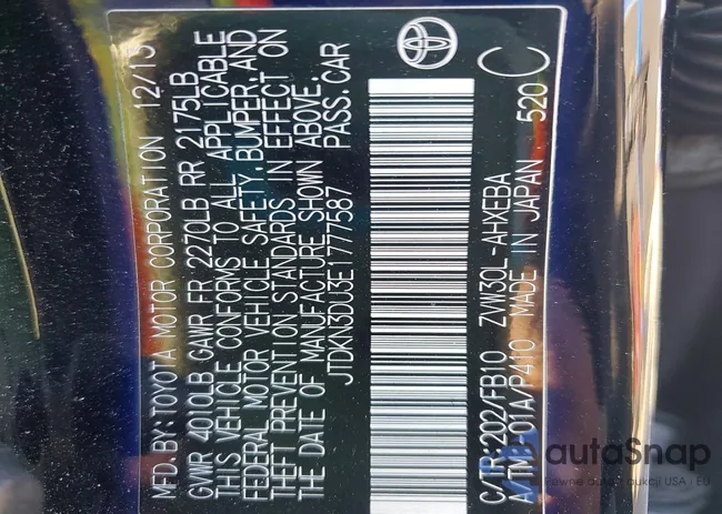 JTDKN3DU3E1777587: 74229075