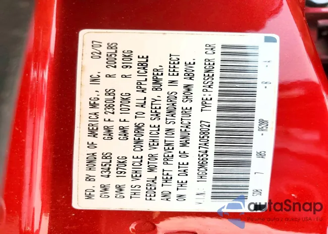 1HGCM66547A058027: 99222765