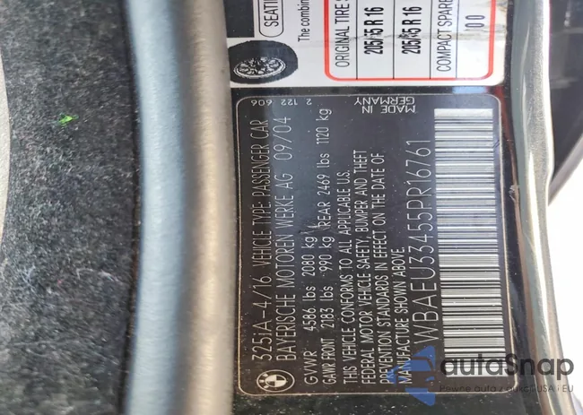 WBAEU33455PR16761: 72681485