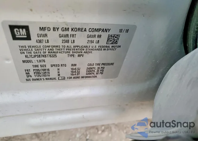 KL7CJPSB7KB776325: 98771745