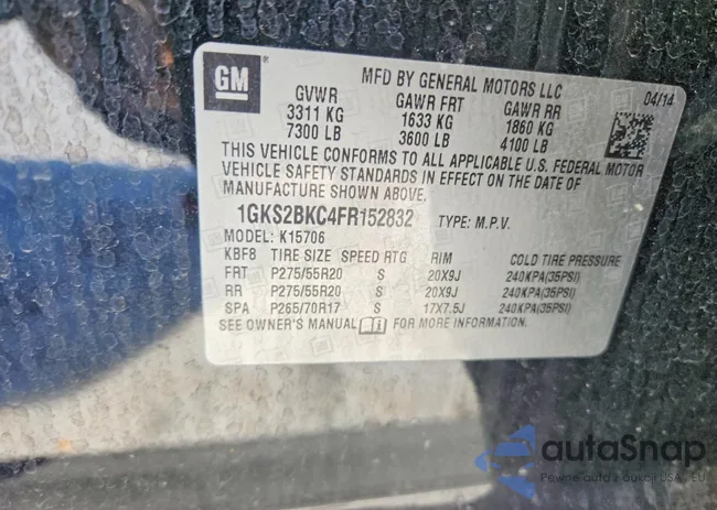 1GKS2BKC4FR152832: 74578765