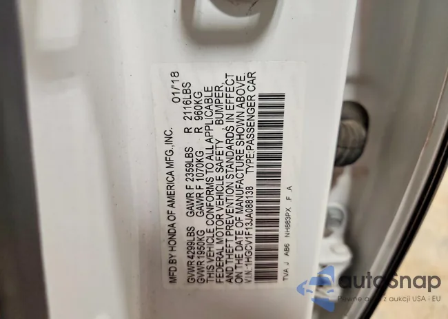 1HGCV1F13JA088138: 99375025