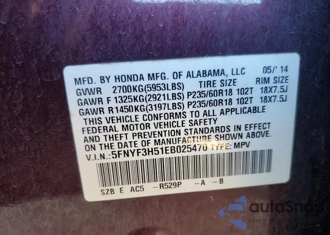 5FNYF3H51EB025470: 74680745