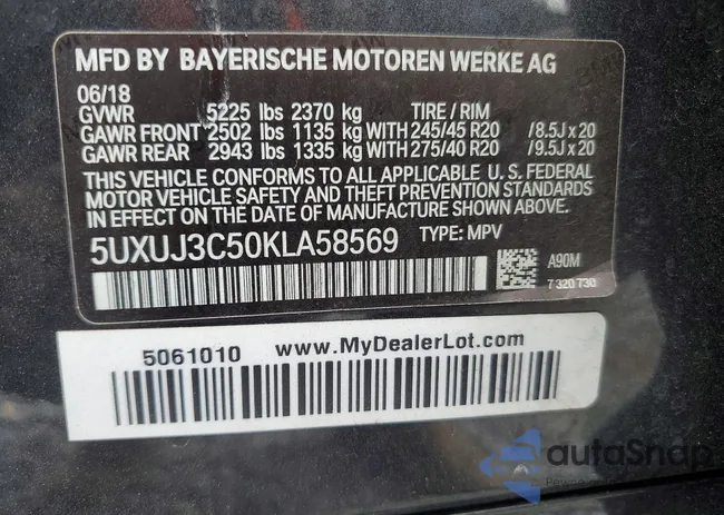 5UXUJ3C50KLA58569: 98512805