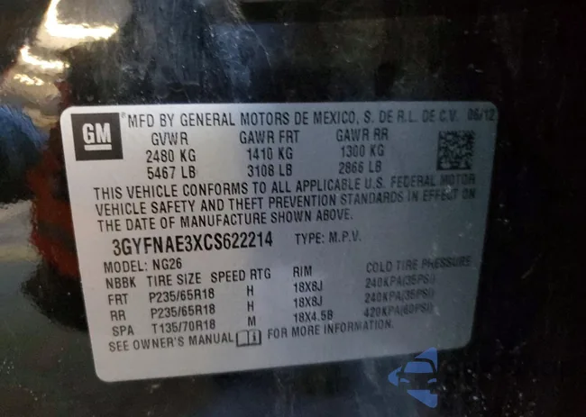 3GYFNAE3XCS622214: 73707535