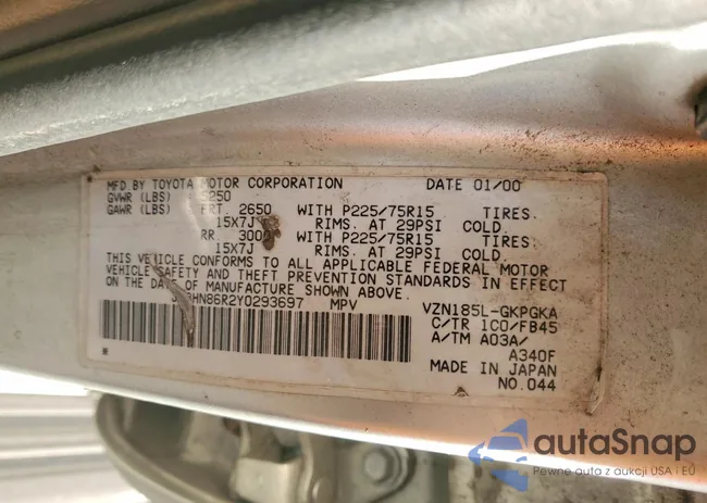 JT3HN86R2Y0293697: 98364505