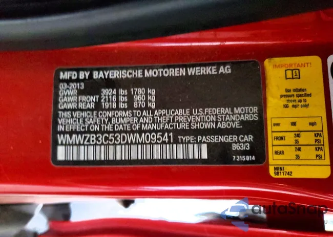 WMWZB3C53DWM09541: 99525905