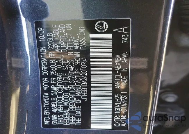 JTHBB1BA2A2010953: 73823955