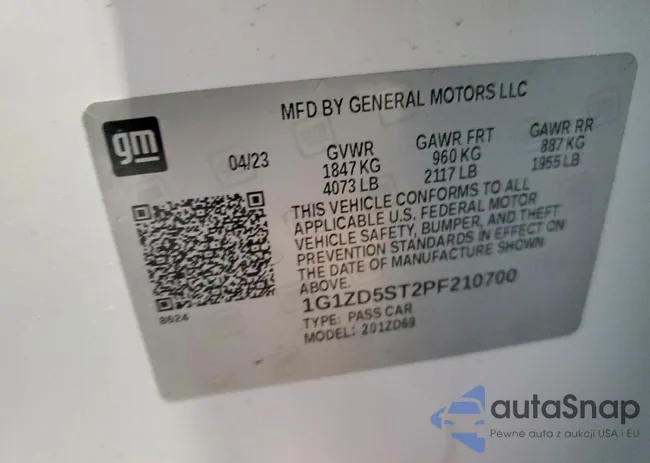 1G1ZD5ST2PF210700: 72700475