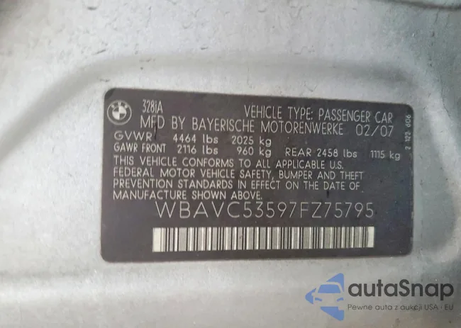 WBAVC53597FZ75795: 96646275