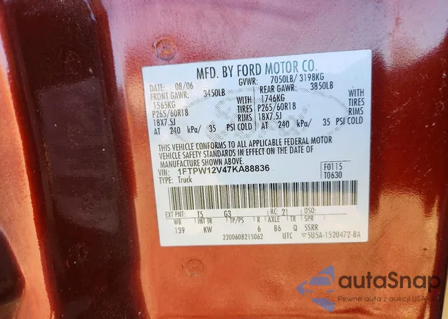 1FTPW12V47KA88836: 97927215