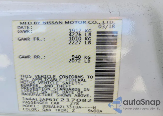 1N4AL3AP6JC217082: 99802795