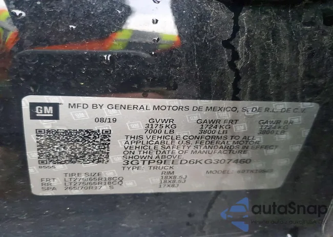 3GTP9EED6KG307460: 99882105