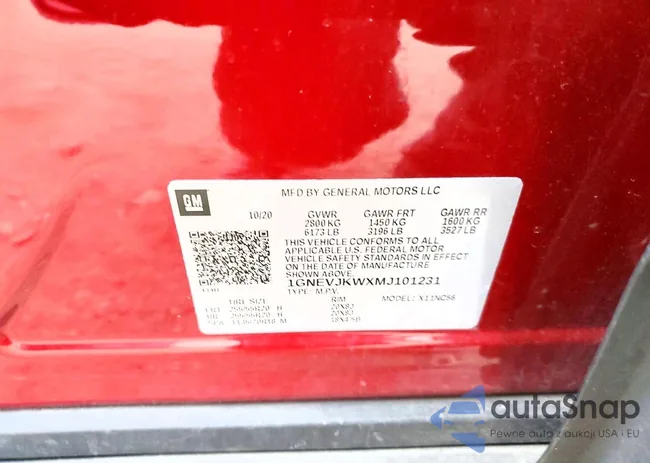 1GNEVJKWXMJ101231: 99035445