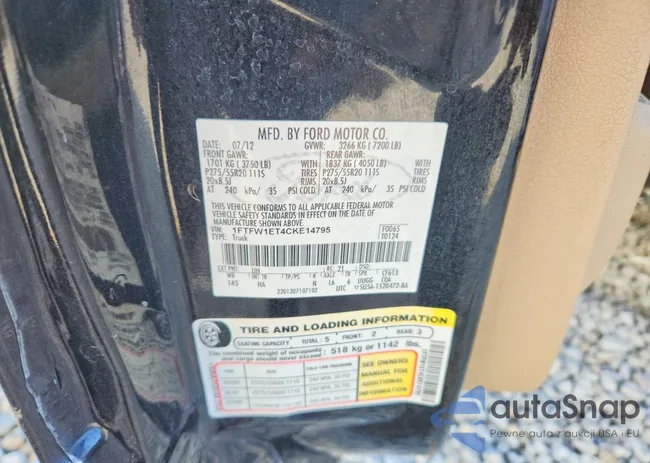 1FTFW1ET4CKE14795: 74646205