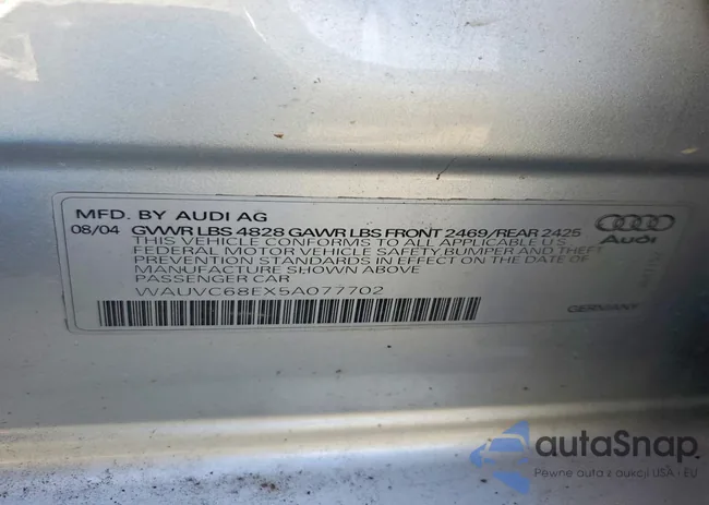 WAUVC68EX5A077702: 99711925