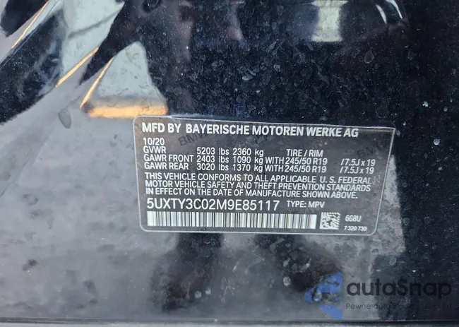 5UXTY3C02M9E85117: 72602925