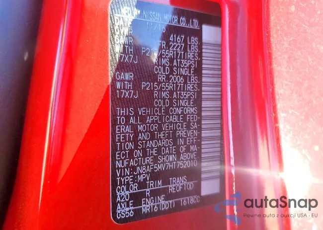 JN8AF5MV7HT752010: 99504585