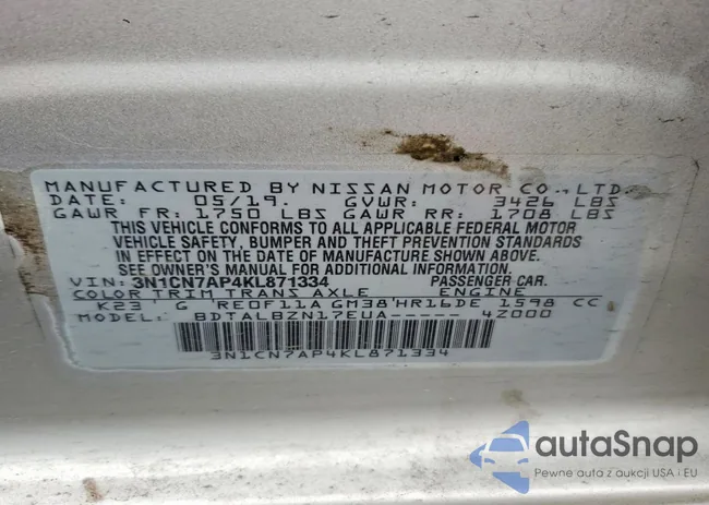 3N1CN7AP4KL871334: 98092455