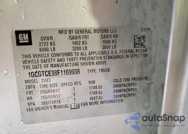 1GCGTCE38F1169938: 72745885