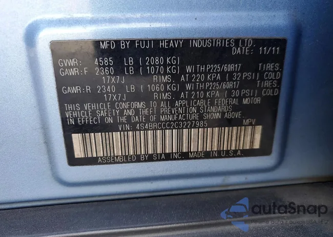 4S4BRCCC2C3227985: 99057705