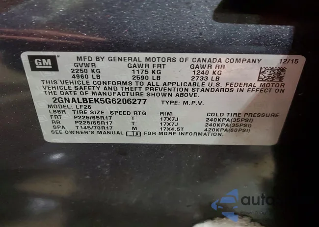 2GNALBEK5G6206277: 74564325