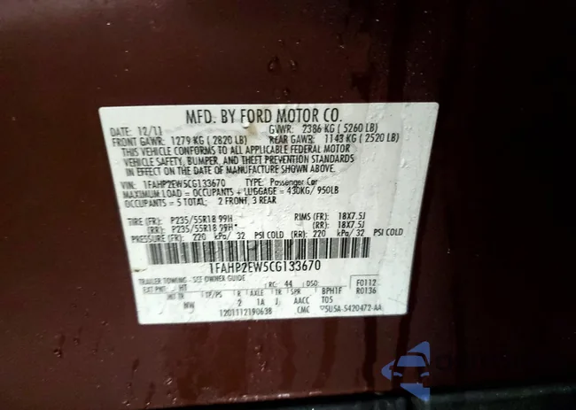 1FAHP2EW5CG133670: 75268735