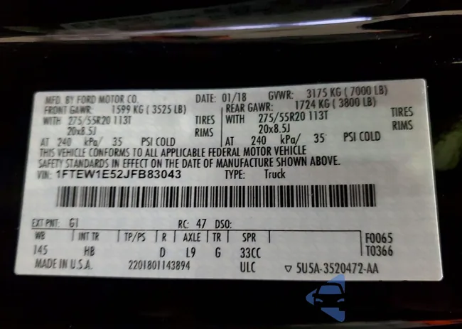 1FTEW1E52JFB83043: 98226585