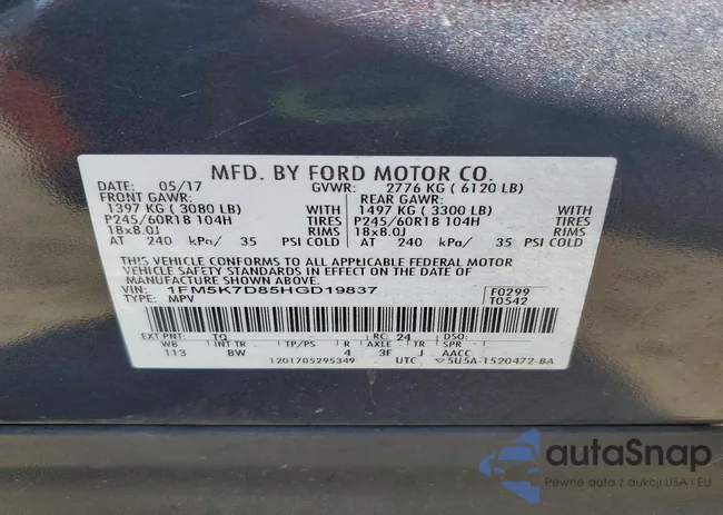 1FM5K7D85HGD19837: 99027105