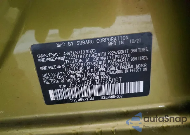 JF2GTABC7MH665067: 74786385