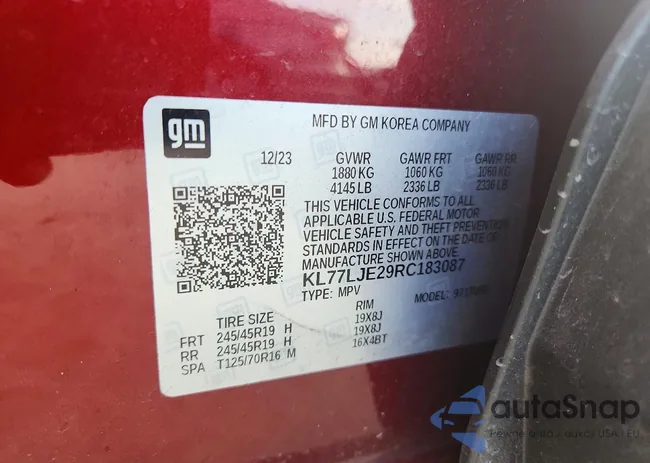 KL77LJE29RC183087: 98060865