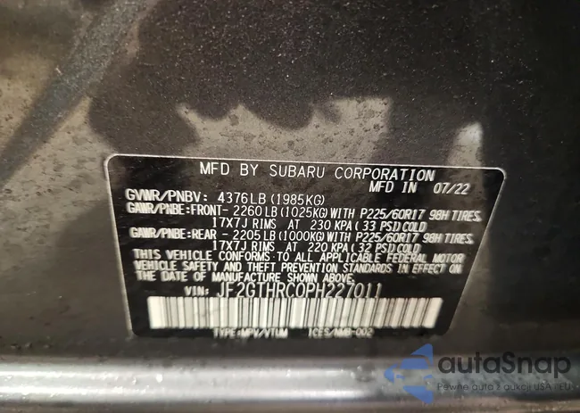 JF2GTHRC0PH227011: 98890705