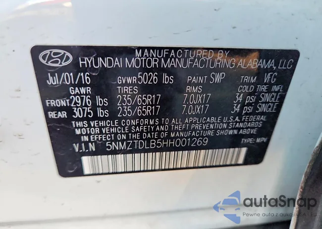 5NMZTDLB5HH001269: 72928295